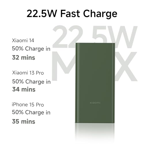 Xiaomi Pocket Power Bank 10000mAh 22.5W with Built-in Cable | Super Fast Charging PD |Smart 12 Layer Protection|Triple Output Ports|Supports Android,Apple, Tablets, Earbuds,Watch(MI Powerbank),Blue