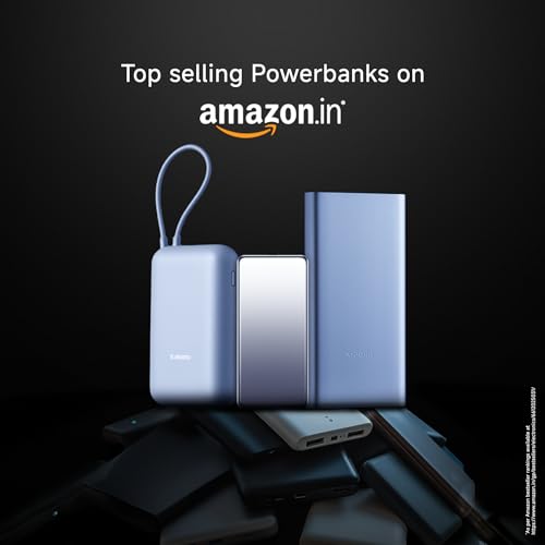 Xiaomi Pocket Power Bank 10000mAh 22.5W with Built-in Cable | Super Fast Charging PD |Smart 12 Layer Protection|Triple Output Ports|Supports Android,Apple, Tablets, Earbuds,Watch(MI Powerbank),Blue