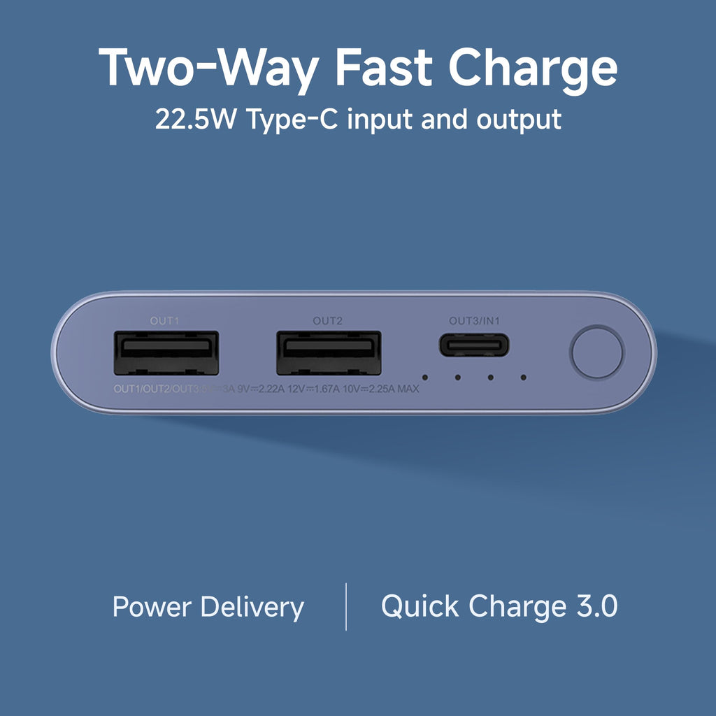 Xiaomi Pocket Power Bank 10000mAh 22.5W with Built-in Cable | Super Fast Charging PD |Smart 12 Layer Protection|Triple Output Ports|Supports Android,Apple, Tablets, Earbuds,Watch(MI Powerbank),Blue