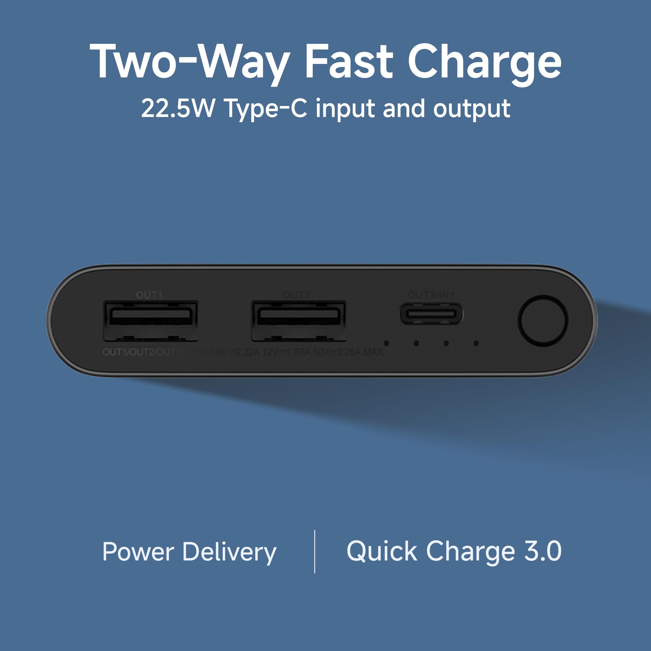 Xiaomi Pocket Power Bank 10000mAh 22.5W with Built-in Cable | Super Fast Charging PD |Smart 12 Layer Protection|Triple Output Ports|Supports Android,Apple, Tablets, Earbuds,Watch(MI Powerbank),Blue