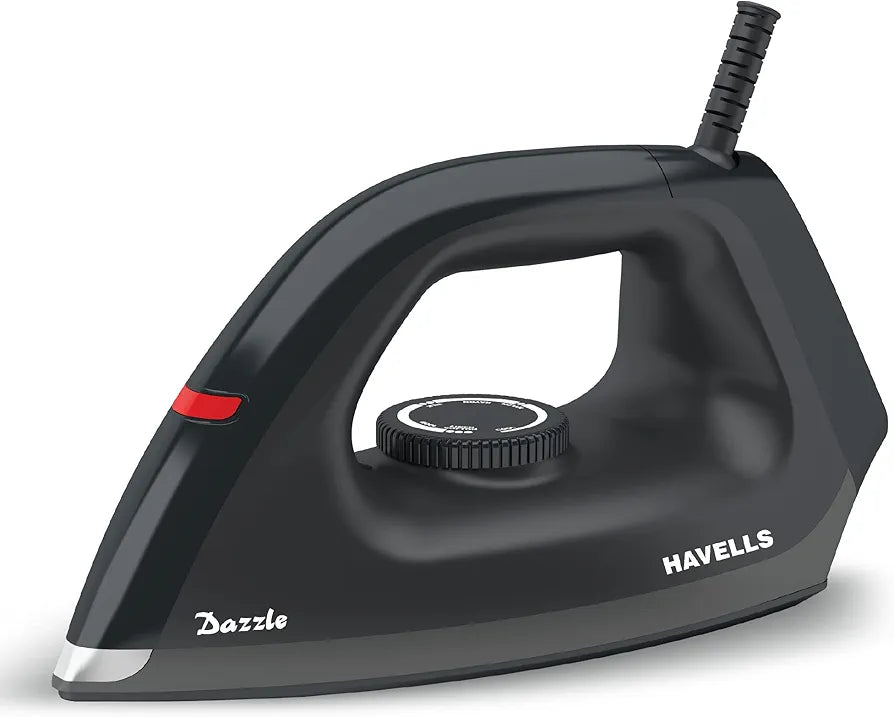 Havells Dry Iron Dazzle 1100 Watts, Iron Press, Greblon Non Sick Soleplate with German Technology| Shock Proof Body| Aerodynamic Design, 360° Swivel Cord|2 Years Door Step Warranty by Havells 