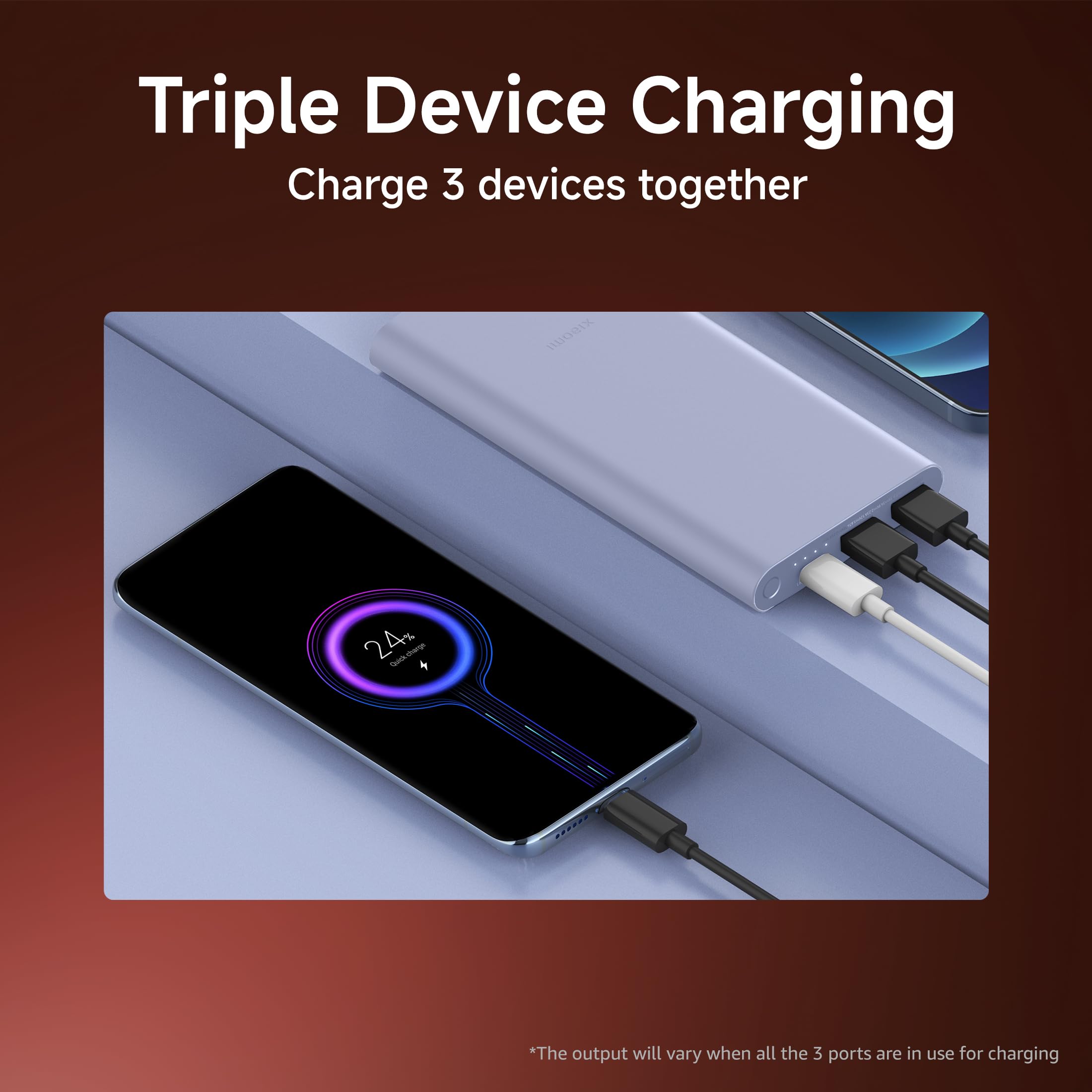 Xiaomi Pocket Power Bank 10000mAh 22.5W with Built-in Cable | Super Fast Charging PD |Smart 12 Layer Protection|Triple Output Ports|Supports Android,Apple, Tablets, Earbuds,Watch(MI Powerbank),Blue